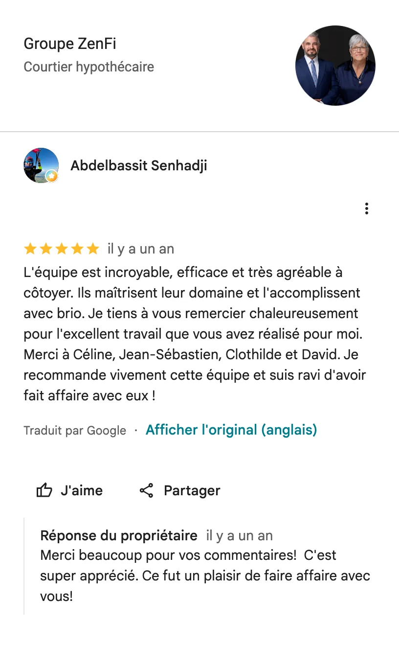 Avis Google de Abdelbassit Senhadji sur le Groupe ZenFi