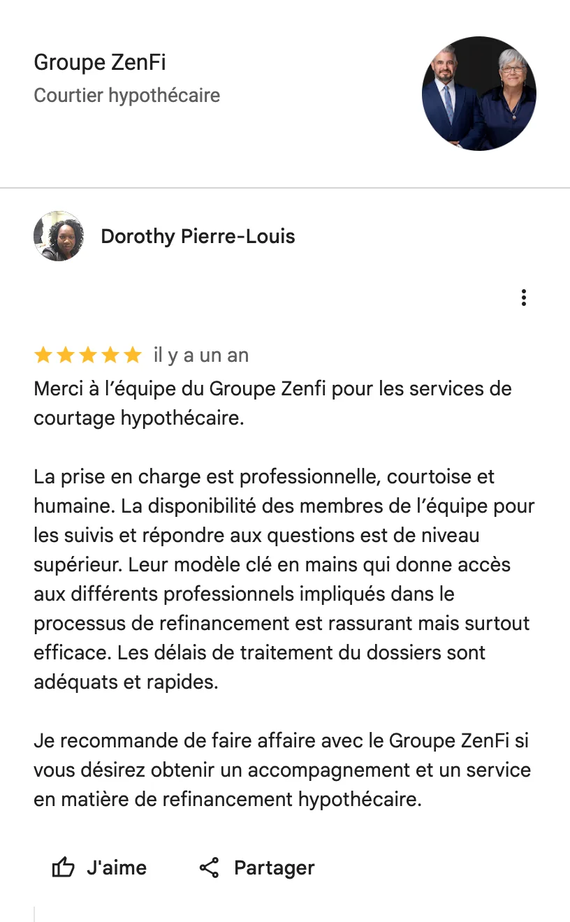 Avis Google de Dorothy Pierre-Louis sur le Groupe ZenFi