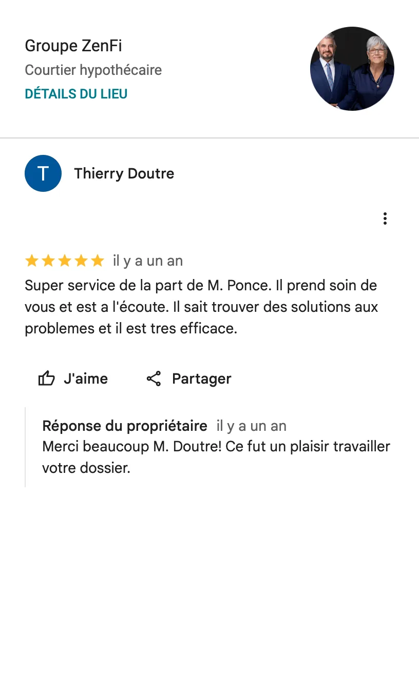 Avis Google de Thierry Doutre sur le Groupe ZenFi